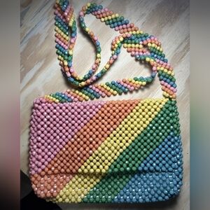 Isaac Mizrahi Rainbow Beaded Crossbody Purse